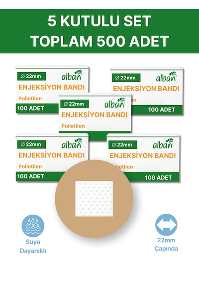 Enjeksıyon Flaster 22mm 500 Adet 5 Li Paket