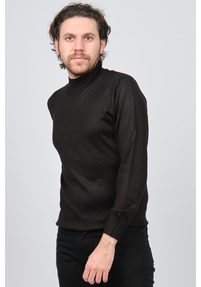 Woolen World Erkek Balıkçı Yaka Yün Kazak 5590103 Siyah Siyah