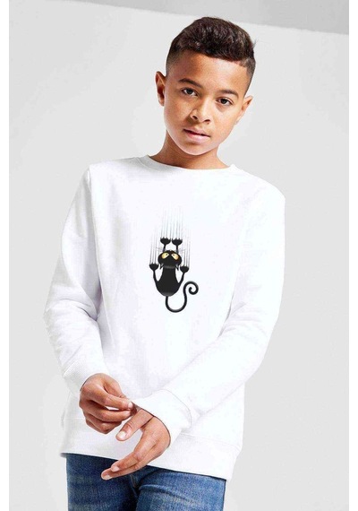 Tshirthane Cat Clipartcat Scratching Claws Vector Cat Baskılı Unisex Çocuk (528579653) Beyaz