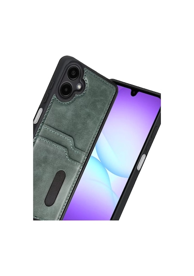 Newface Samsung Galaxy A07 4g Sara Kartvizitli Deri Kılıf - Yeşil