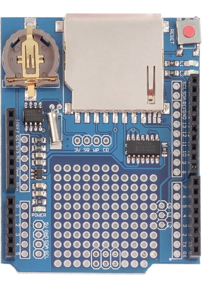 Arduino Sd Kart Rtc Saat Data Kayıt Logger Shield Ds1307 2x Led Prototip Pcb Alanı Reset Butonu