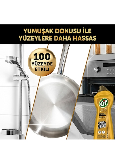 Cif Krem Yüzey Temizleyici Altın Işıltısı Amber Kokulu 4 x 750 ML