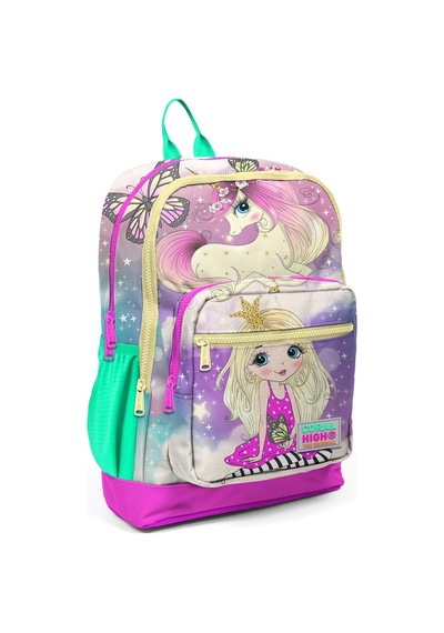 Coral High Kids Pembe Su Yeşili Unicornlu Kız Desenli Dört Bölmeli Okul Sırt Çantası 23733