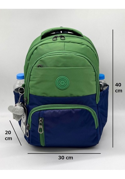 İlk Okul Çantası 3'lü Seti Unisex Çocuk İlkokul Çantası Gry-8010 Yeşil-lacivert Yeşil