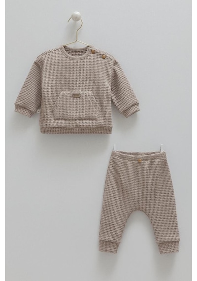 Caramell %100 Pamuk Soft Teddy Erkek Bebek 2'li Takım Crml.tku1862 Kahverengi
