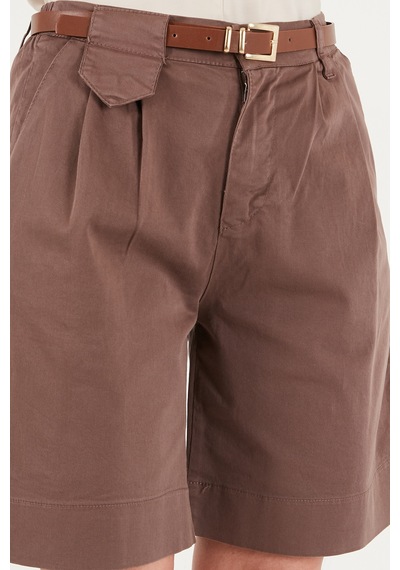 Lela Pamuklu Loose Fit Pileli Kemerli Bermuda Şort Bayan Şort 668yp5439 Açık Kahve Lela Pamuklu Loose Fit Pileli Kemerli Bermuda Şort Bayan Şort 668yp5439 Açık Kahve