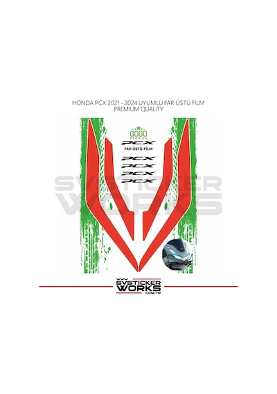 Honda Pcx Far Filmi Sticker Şeffaf Folyo 2021 - 2024 İnce Model Kırmızı