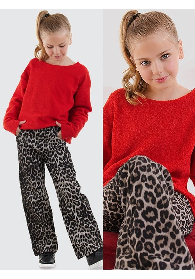 Denokids Crop Top Kız C Ocuk Kırmızı Sweatshirt Çok Renkli