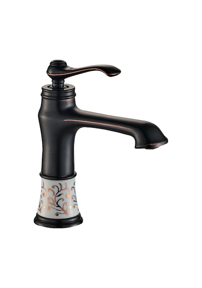 Victoria Porselen Desenli Lavabo Bataryası Siyah