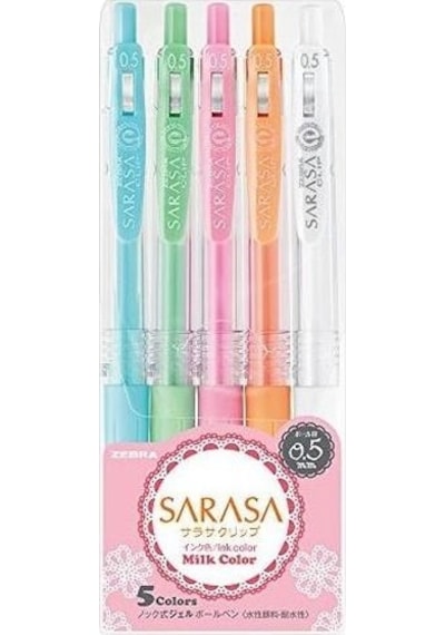 Zebra Sarasa Clip Jel Roller Kalem 5'li Milk Color Set 0.5 MM