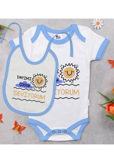 Bk Kids Dayımı Çok Seviyorum Tasarımlı Mavi Bebek Body Zıbın Ve M Çok Renkli