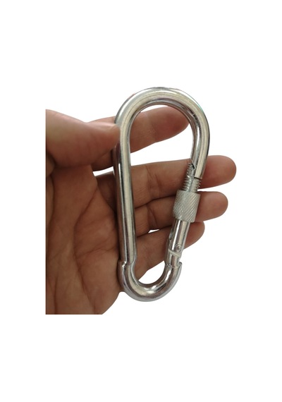Galvanizli Vidalı Kilitli Karabina, 11 Mm, Askı, Çengel, Kanca, Anahtarlık 4 Adet