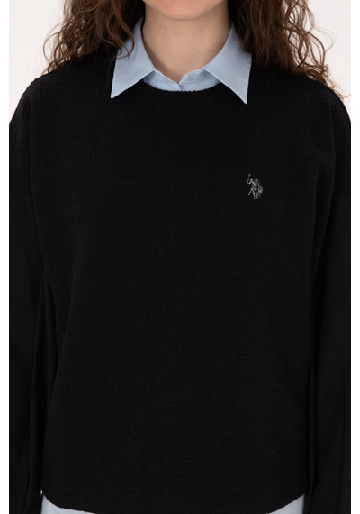 U.S. Polo Assn. Kadın Siyah Bisiklet Yaka Sweatshirt 50309052-VR046