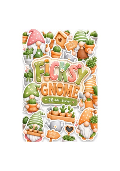 Sevimli Kaktüs Cücesi Sticker Seti - 25 Adet Etiket Çıkartma Diğer