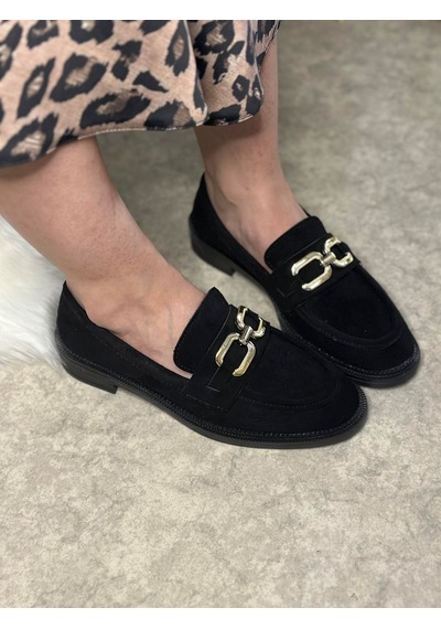 Günlük Kadın Loafer Klasik Alçak Topuklu Desenli Taban Zincirli Oval Burunlu Makosen Ayakkabı 100 Siyah Süet Altın Günlük Kadın Loafer Klasik Alçak Topuklu Desenli Taban Zincirli Oval Burunlu Makosen Ayakkabı 100 Siyah Süet Altın