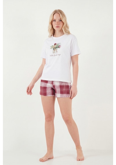 Lela Bayan Pijama Takımı 65790782 Beyaz-bordo