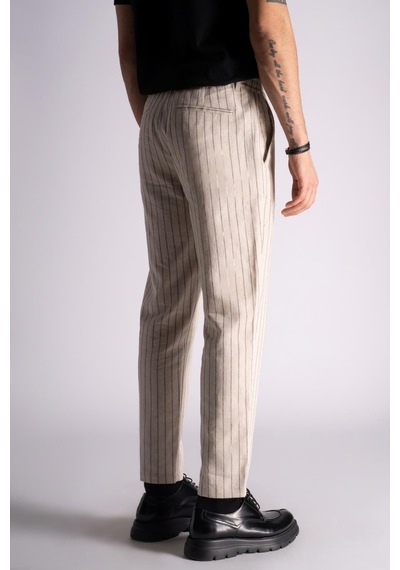 Braccas Beli Yarım Lastikli Slim Fit Chino Çizgili Crop Pantolon Bej Çizgili Bej Çizgili Bej Braccas Beli Yarım Lastikli Slim Fit Chino Çizgili Crop Pantolon Bej Çizgili Bej Çizgili Bej