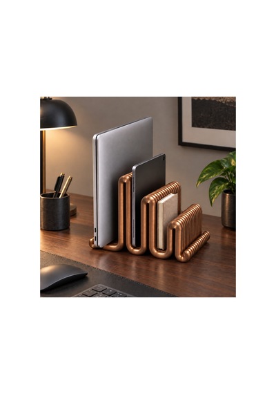 Cora Dekoratif Çoklu Laptop / Dergi / Tablet Standı - Metalik Bronz Rengi
