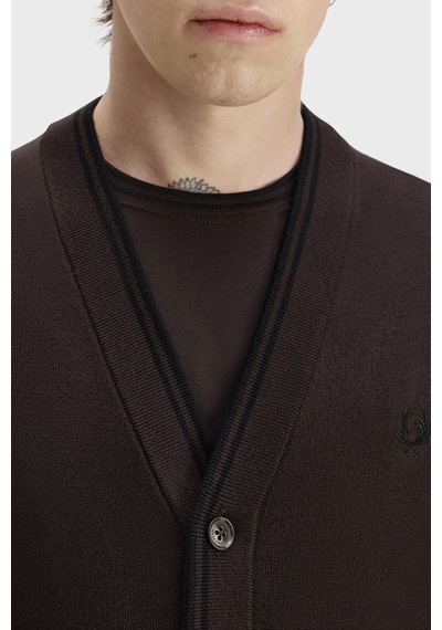 Fred Perry Yün Ve Pamuklu Regular Fit Düğmeli Hırka Erkek Hırka K3300 33c Kahve