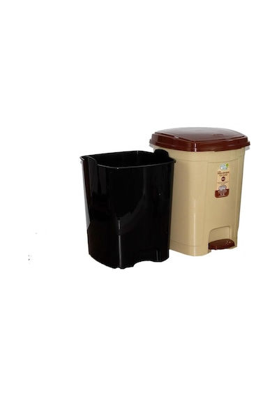 Polytime Pedallı Basmalı 6 Litre Çöp Kutusu Kovası - Çıkarılabilir İç Kovalı - Krem - 28 X 22 X 22 Cm