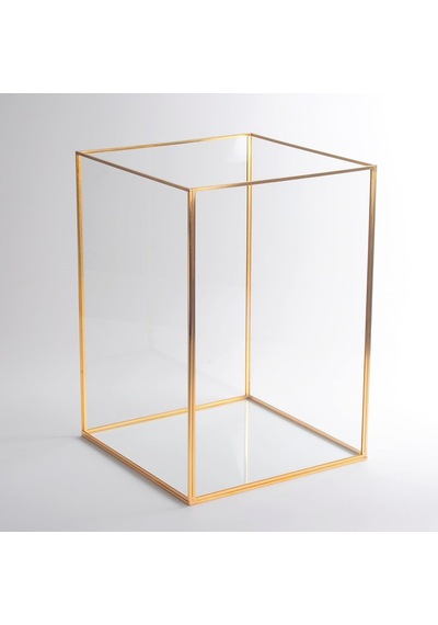 Ayrex Mumluk Cam Pirinç Gold Fanus Teraryum Geometrik Yapımı Dekoratif 3 Parça Diğer