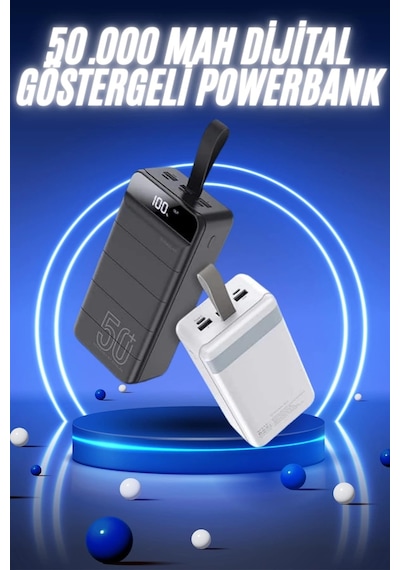 50.000 Mah Powerbank Turbo Hızlı Led Göstergeli Android İos Uyumlu Taşınabilir Askılı Diğer 55876746