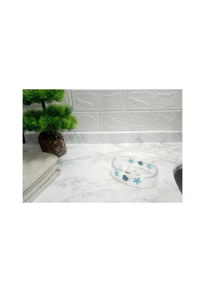Buççin Online Mağaza Sabunluk Benekli Desen Akrilik 13x7x3cm Akrilik Beyaz Çok Renkli