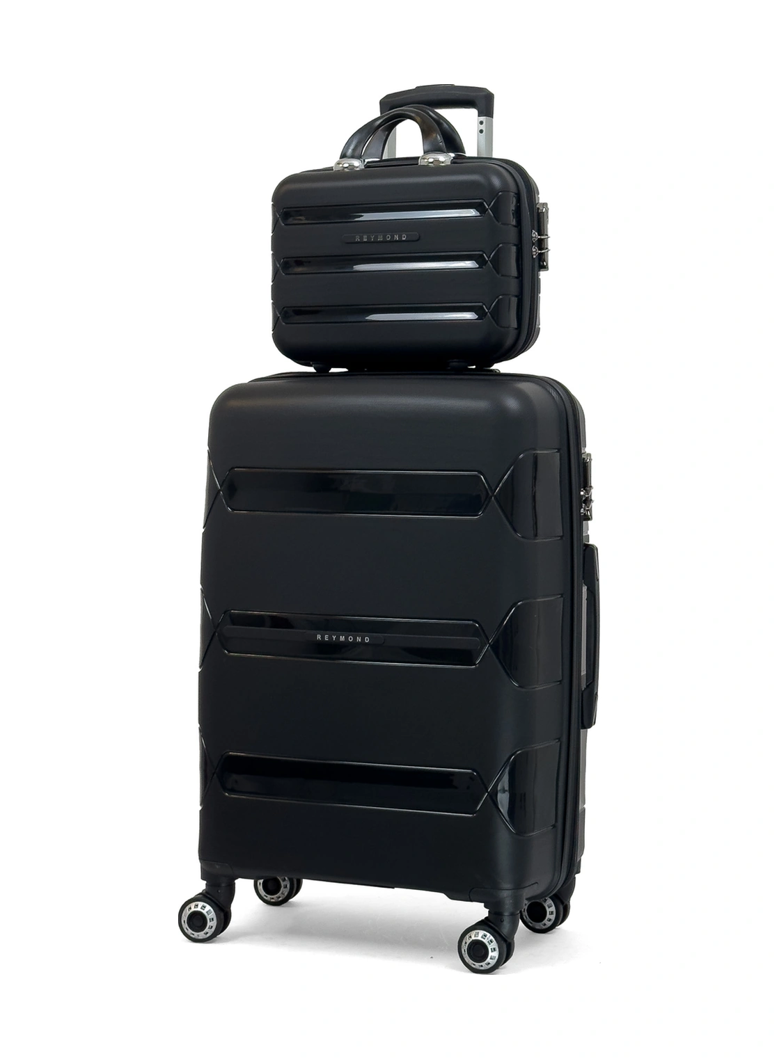 Lucas Polipropilen Kırılmaz Valiz Seti, Orta Boy&makyaj Siyah