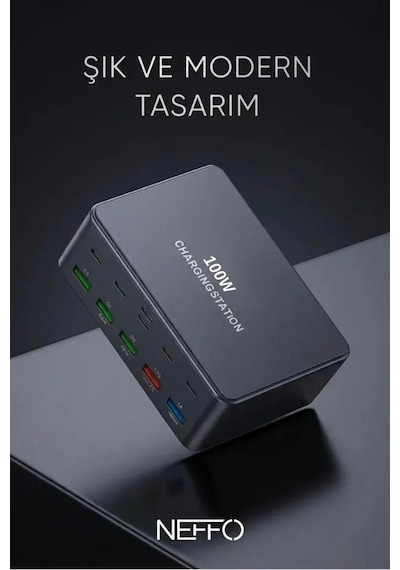 Gan3 Akıllı Çoklu Şarj İstasyonu 10 Port Usb-c + Usb-a Hızlı Şarj Adaptörü Şarj Aleti