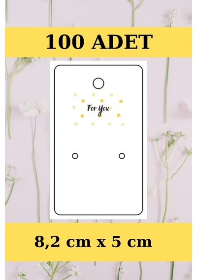 For You - Dikey 100 Adet Küpe Kartı - Takı Kartı - Paketleme Kart Çok Renkli
