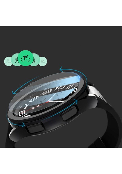 Samsung Uyumlu Galaxy Watch 6 Classic 47mm Sert Pc Kasa Ve Ekran Koruyucu Mbz Watch Gard 29 - Siyah