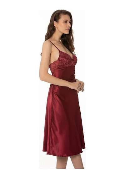 Pierre Cardin Kaplı Saten Gecelik 900 Bordo 001