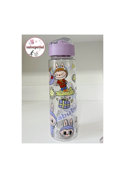 Labubu Su Matarası Labubu Suluk Labubu Figürlü Su Şişesi Labubu Matara Pipetli Matara 650ml Mor