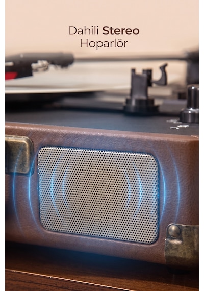 Dossimo Retrotone Bt+aux+usb Destekli Yedek İğneli Kahverengi Pikap Çalar Ds-r100