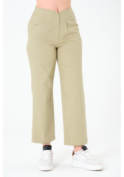 Sortie Collection Kemersiz Gabardin Pantolon Olive