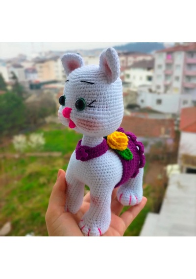 Amigurumi Sevimli Beyaz Kedi Oyuncak