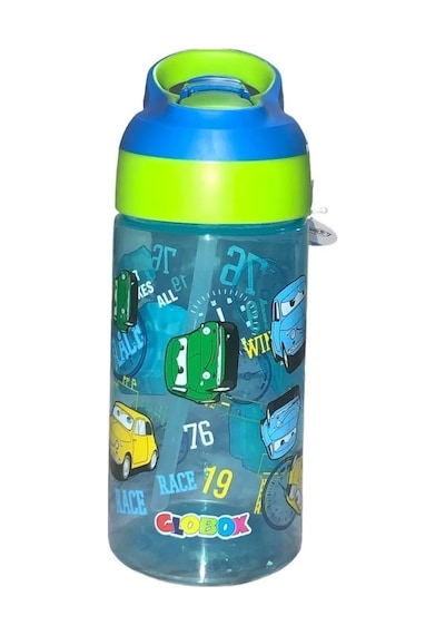 Globox Tritan Araba Desen Matara 500 ML Yeşil - Mavi