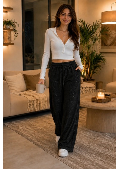 Unika Boutique Kadın Tek Alt Simli Eşofman Siyah
