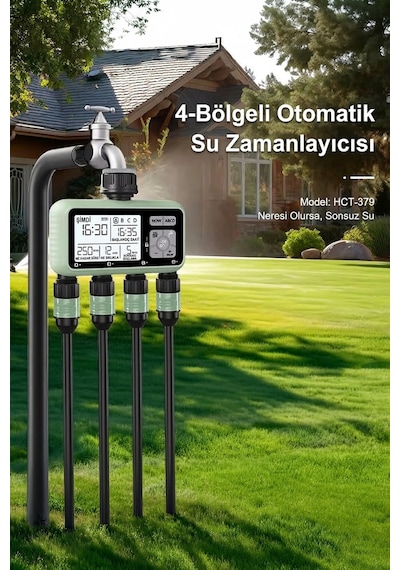 4 Çıkışlı Dijital Bahçe Sulama Zamanlayıcısı - Akıllı Otomatik Sulama Sistemi