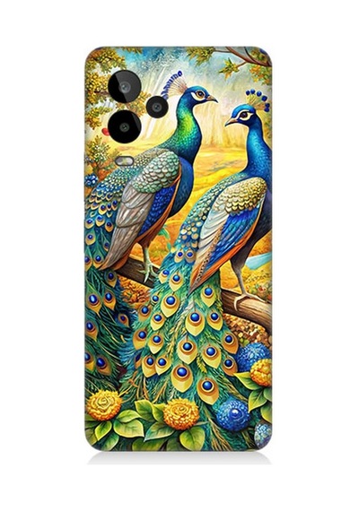 General Mobile Gm 24 Pro Uyumlu Görkemli Tavuskuşu Bahçesi Desenli Silikon Kılıf Çok Renkli