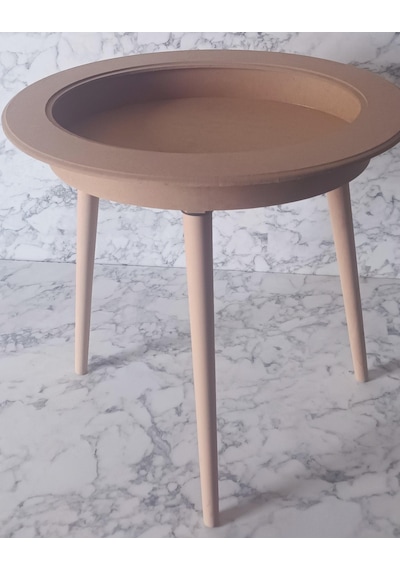 Hobi Adn Ahşap Kayın Mdf Sehpa Rölyef Oval Ölçüyu Değiştirilebilir El Yapım