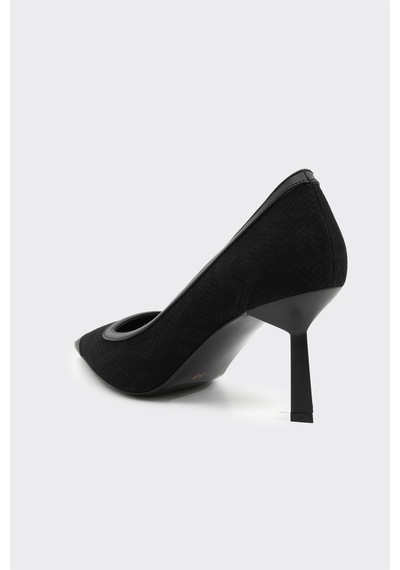 Derinet Alba Topuklu Stiletto Siyah Yılan Siyah Yılan