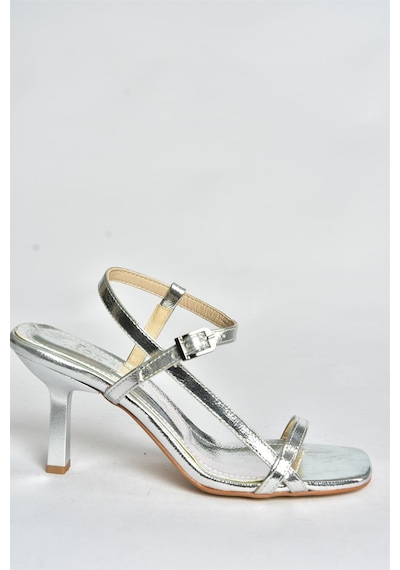 Fox Shoes Gümüş İnce Bantlı Kadın Topuklu Ayakkabı P518870309 Gümüş