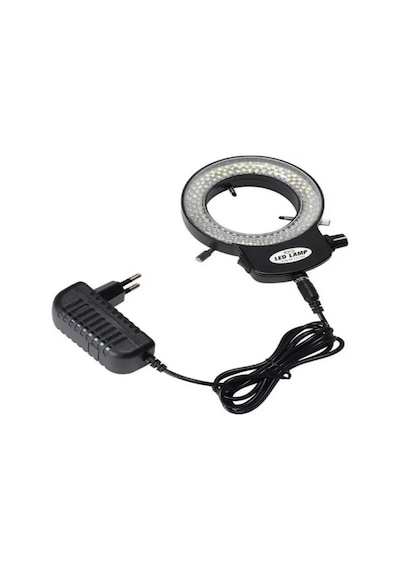 144 Led Stereo Mikroskop Halka Işık - Dimmerli Parlaklık Ayarlı Ring Light Aydınlatma Siyah
