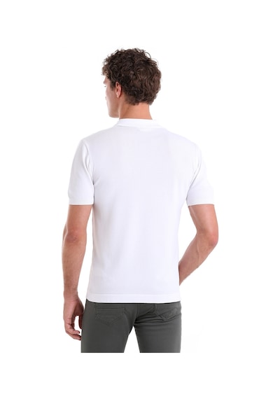 Hatemoğlu Beyaz Comfort Fit Düz Polo Yaka Rayon Triko Tişört Beyaz