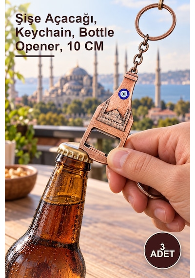 3 Adet Metal Sultanahmet Anahtarlık Ve Açacak Şişe Açacağı, Keychain, Bottle Opener, 10 Cm