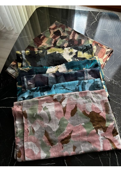 Modakaşmir Desenli Bambu Şal Gök Mavi