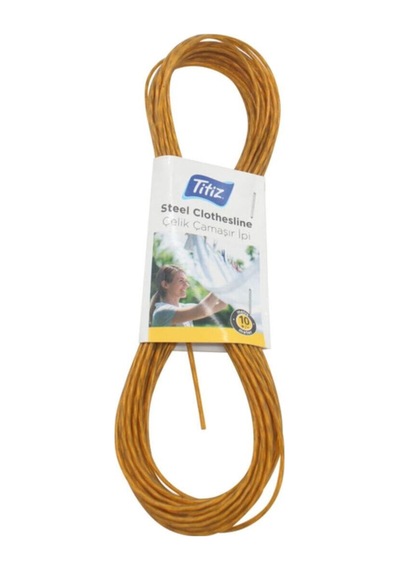 Tp-448 Çelik Çamaşır Ipi 10 Metre Sarı Metalik İplik Siyah Diğer