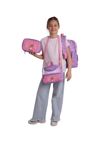 Kaukko Kids Loopy Lila - Pembe Renk Kız Çocuk Üçlü İlkokul Okul Çantası Seti/takımı - Setkk-l5303d Çok Renkli
