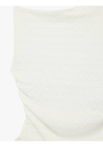 Koton Asimetrik Yaka Kolsuz Slim Fit Drapeli Bluz Ekru 6sal30003ık Ekru